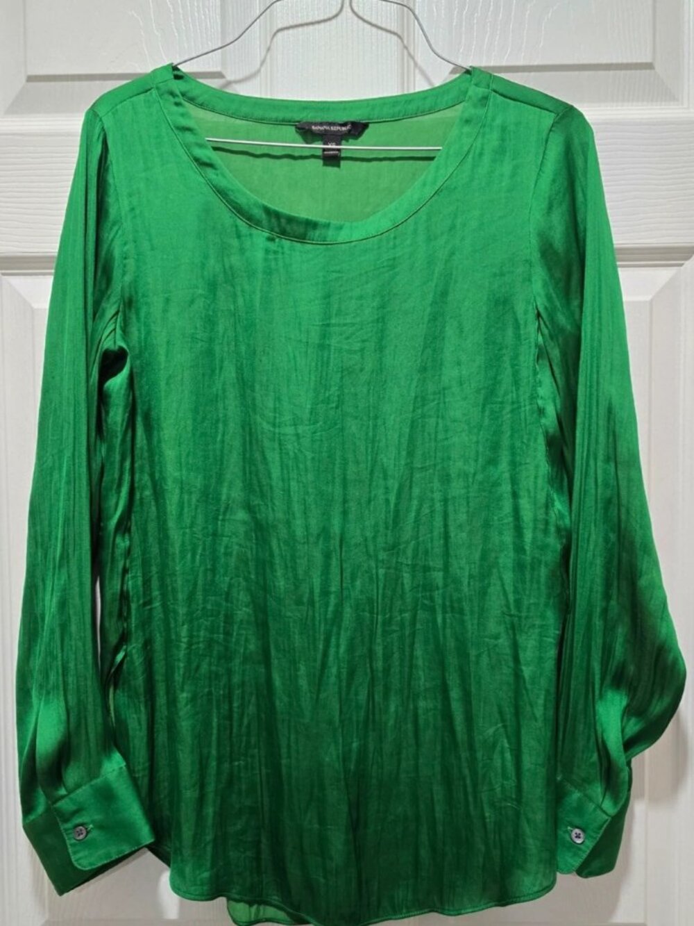 Banana Republic Blouse Top XS Green LS Tunic Office Chic Party Ritzy
